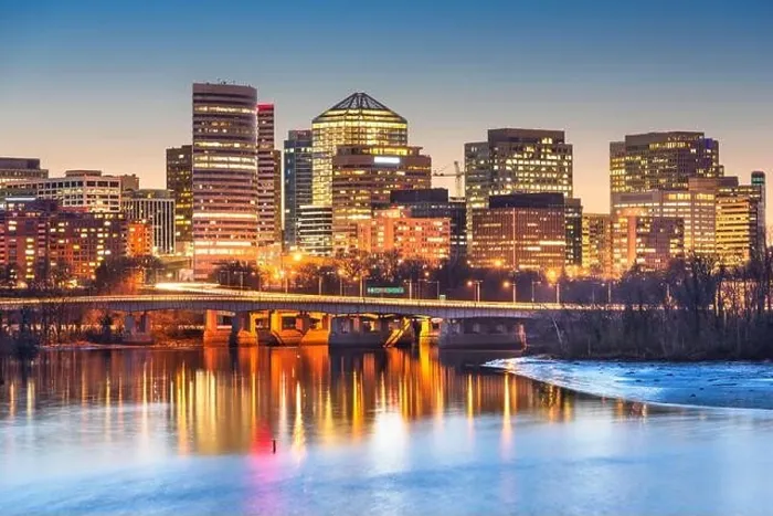 Framed Print : Rossyln, Arlington, Virginia, USA downtown city skyline at dusk on the Potomac River Framed Print : Rossyln, Arlington, Virginia, USA downtown city skyline at dusk on the Potomac River