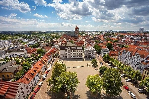 Rostock, Germany. Aerial cityscape image of Rostock, Germany during sunny summer day
