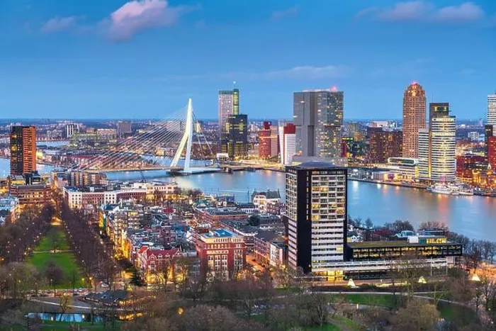 Framed Print : Rotterdam, Netherlands, city skyline at twilight Framed Print : Rotterdam, Netherlands, city skyline at twilight
