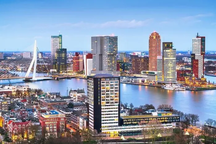 Framed Print : Rotterdam, Netherlands, city skyline at twilight Framed Print : Rotterdam, Netherlands, city skyline at twilight