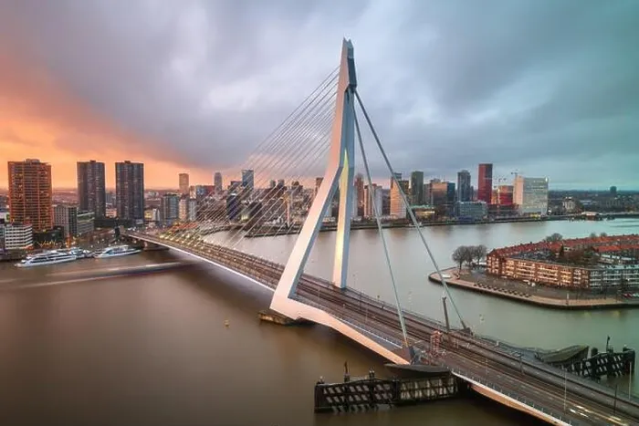 Framed Print : Rotterdam, Netherlands, city skyline at twilight Framed Print : Rotterdam, Netherlands, city skyline at twilight