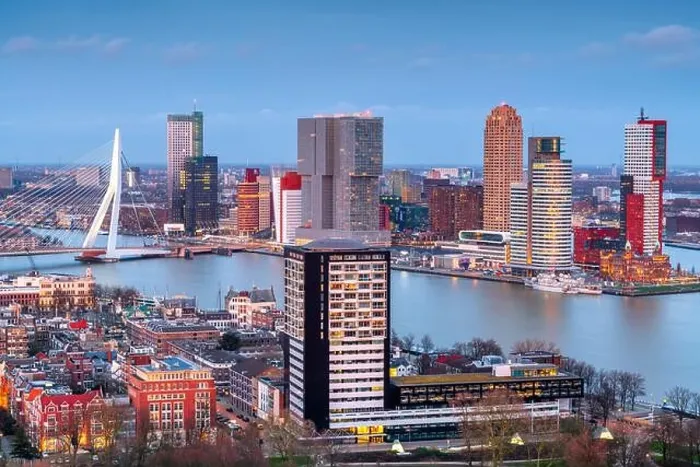 Framed Print : Rotterdam, Netherlands, city skyline at twilight Framed Print : Rotterdam, Netherlands, city skyline at twilight