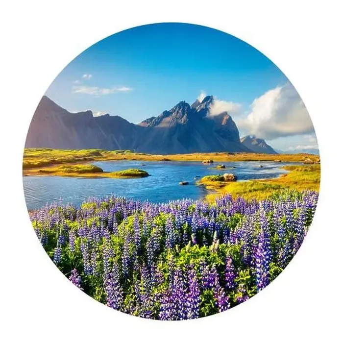 Framed Print : Round icon of nature with landscape