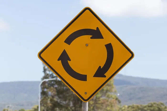 Framed Print : Roundabout Road Sign, New South Wales, Australia Framed Print : Roundabout Road Sign, New South Wales, Australia