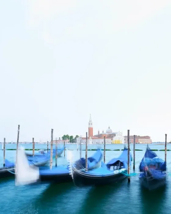Framed Print : Row of gondolas parked on city pier Framed Print : Row of gondolas parked on city pier