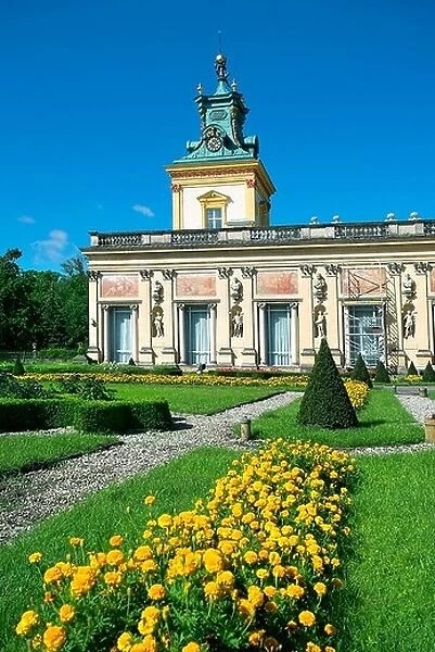 Royal Palace in Wilanow, view from garden side, Warsaw Poland