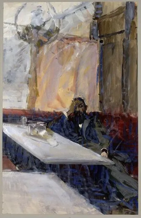 Framed Print : Rudolf Konopa Julius von Reisinger at the coffee house table. Watercolor, cover colors Framed Print : Rudolf Konopa Julius von Reisinger at the coffee house table. Watercolor, cover colors