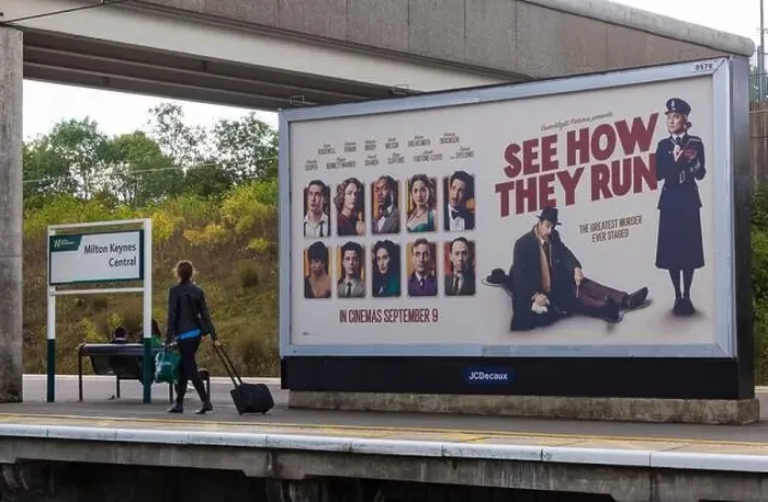 Framed Print : See how they run billboard at Milton Keynes Central railway train station at Milton Keynes