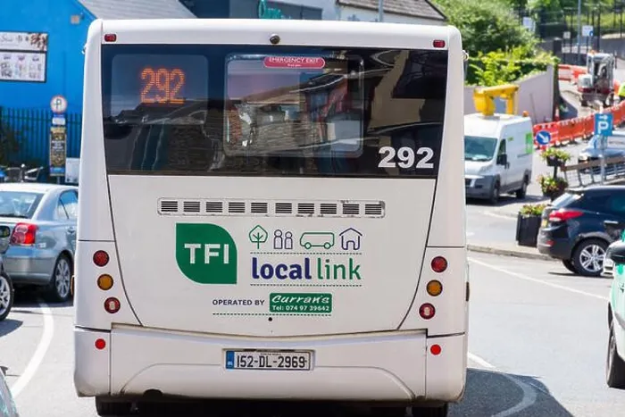 Framed Print : Rural Transport Programme / TFI Local Link bus in Donegal Town, County Donegal, Ireland Framed Print : Rural Transport Programme / TFI Local Link bus in Donegal Town, County Donegal, Ireland