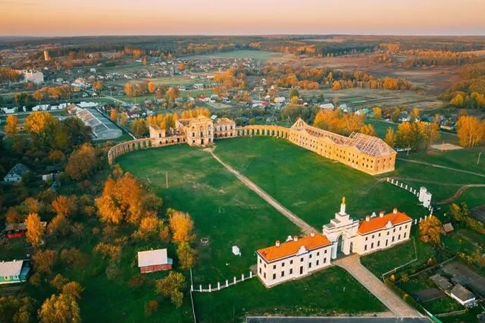 Framed Print : Ruzhany, Brest Region, Belarus. Cityscape Skyline In Autumn Sunny Evening. Bird's-eye View Of Ruzhany Palace. Famous Popular Historic Landmark Framed Print : Ruzhany, Brest Region, Belarus. Cityscape Skyline In Autumn Sunny Evening. Bird's-eye View Of Ruzhany Palace. Famous Popular Historic Landmark