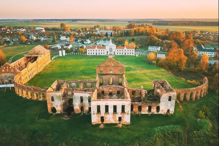 Framed Print : Ruzhany, Brest Region, Belarus. Cityscape Skyline In Autumn Sunny Evening. Bird's-eye View Of Ruzhany Palace. Famous Popular Historic Landmark Framed Print : Ruzhany, Brest Region, Belarus. Cityscape Skyline In Autumn Sunny Evening. Bird's-eye View Of Ruzhany Palace. Famous Popular Historic Landmark