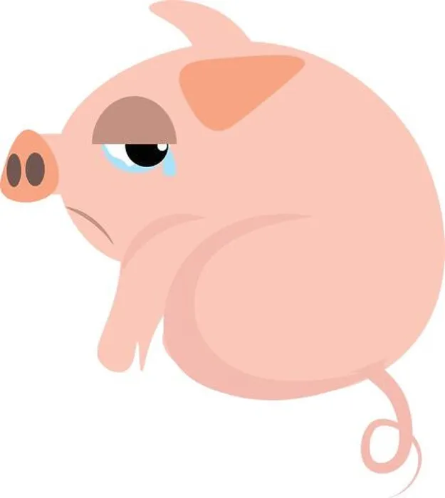 Framed Print : A sad little piglet facing away from view, vector, color drawing or illustration Framed Print : A sad little piglet facing away from view, vector, color drawing or illustration
