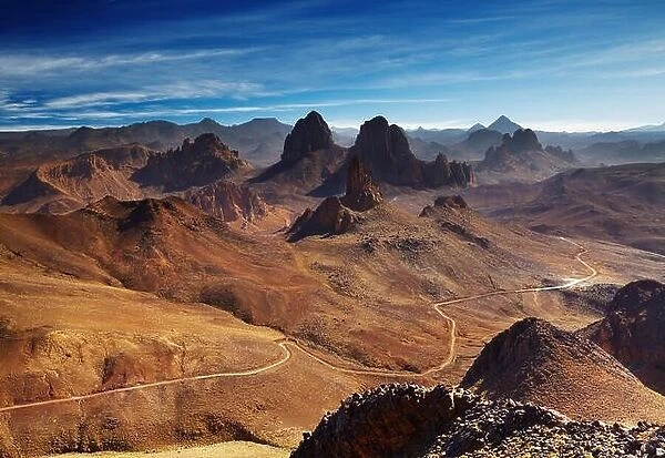 Sahara Desert, Hoggar mountains, Algeria, view from Assekrem pass