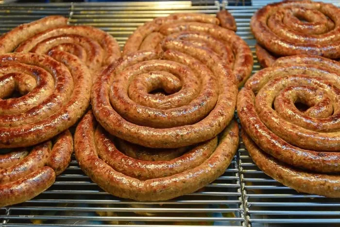 Framed Print : Sai Aua, traditional Northern Thai Spicy Sausage, stack and pile spiral shape of homemade Asian Spicy sausage in market Framed Print : Sai Aua, traditional Northern Thai Spicy Sausage, stack and pile spiral shape of homemade Asian Spicy sausage in market
