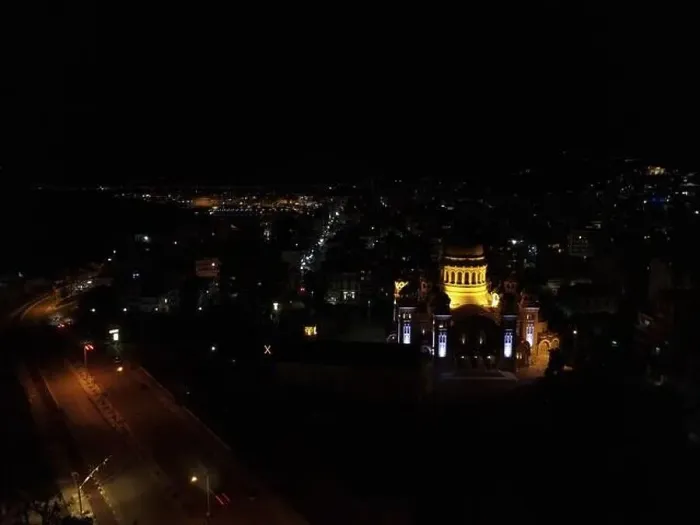 Framed Print : Saint Andrew Church Of Patra City In Greece At Midnight Aerial Night View Framed Print : Saint Andrew Church Of Patra City In Greece At Midnight Aerial Night View