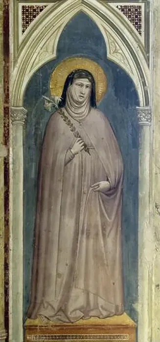 Framed Print : Saint Clare of Assisi holding a lily Framed Print : Saint Clare of Assisi holding a lily