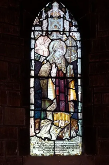Framed Print : Saint David stained glass, St. Peter`s Church, Weston Flavell, Northamptonshire, England, UK Framed Print : Saint David stained glass, St. Peter`s Church, Weston Flavell, Northamptonshire, England, UK