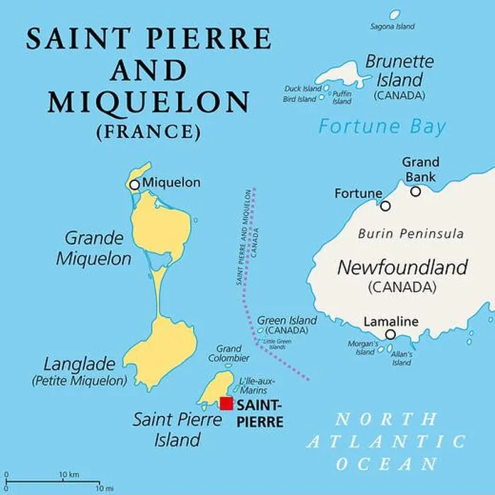 Framed Print : Saint Pierre and Miquelon, political map Framed Print : Saint Pierre and Miquelon, political map