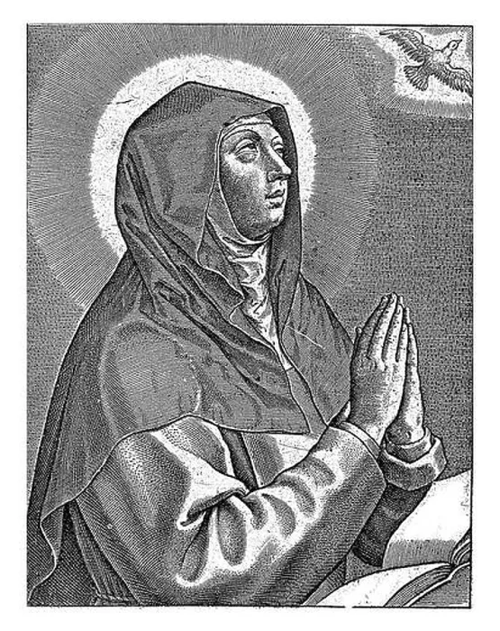 Framed Print : Saint Scholastica, half-length to the right Framed Print : Saint Scholastica, half-length to the right
