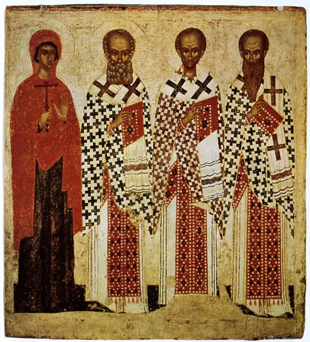 Framed Print : Saints Panaseeve, Gregory the theologian and Saint John Chrysostom with Saint Basil the Great Framed Print : Saints Panaseeve, Gregory the theologian and Saint John Chrysostom with Saint Basil the Great