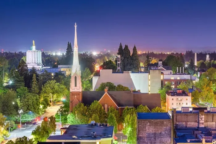 Framed Print : Salem, Oregon, USA downtown city skyline at dusk Framed Print : Salem, Oregon, USA downtown city skyline at dusk