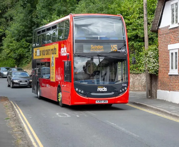 Framed Print : Salisbury Reds double decker bus on route to Swindon, Pewsey, Wiltshire, England, UK Framed Print : Salisbury Reds double decker bus on route to Swindon, Pewsey, Wiltshire, England, UK