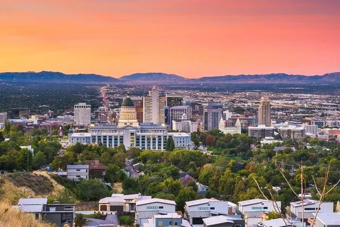 Framed Print : Salt Lake City, Utah, USA downtown city skyline at dusk Framed Print : Salt Lake City, Utah, USA downtown city skyline at dusk