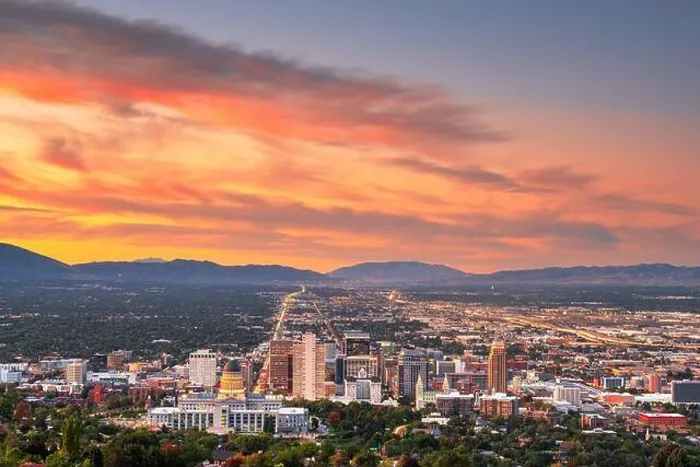 Framed Print : Salt Lake City, Utah, USA downtown city skyline at dusk Framed Print : Salt Lake City, Utah, USA downtown city skyline at dusk