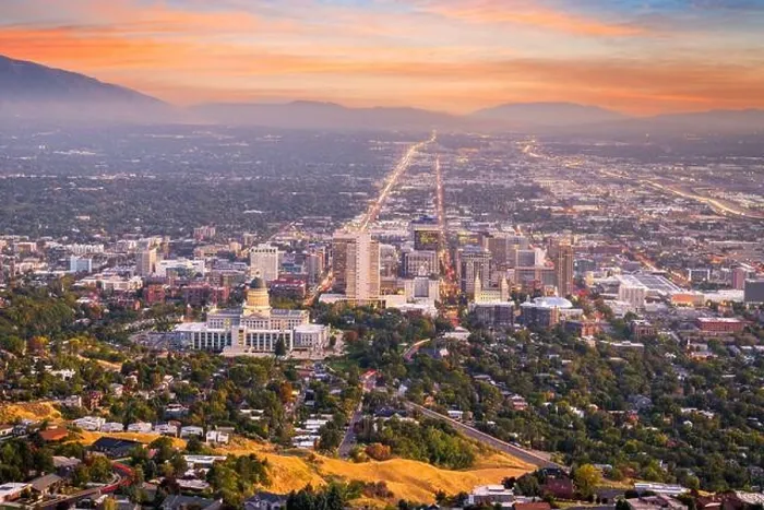 Framed Print : Salt Lake City, Utah, USA downtown city skyline at dusk Framed Print : Salt Lake City, Utah, USA downtown city skyline at dusk