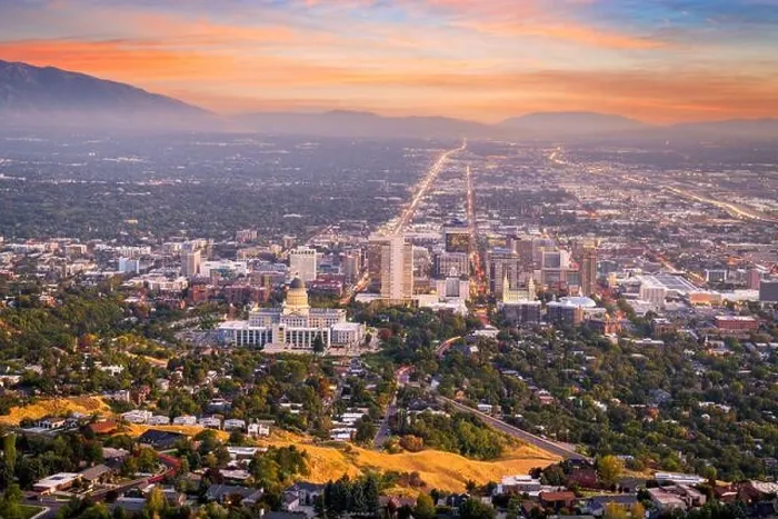 Framed Print : Salt Lake City, Utah, USA downtown city skyline at dusk Framed Print : Salt Lake City, Utah, USA downtown city skyline at dusk