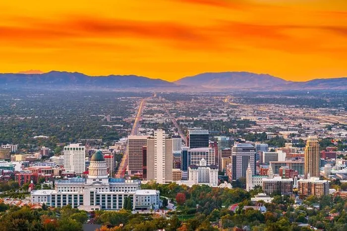 Framed Print : Salt Lake City, Utah, USA downtown city skyline at dusk Framed Print : Salt Lake City, Utah, USA downtown city skyline at dusk