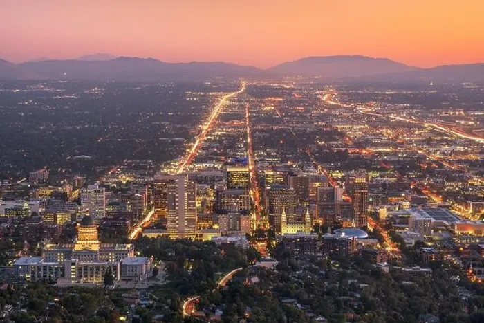 Framed Print : Salt Lake City, Utah, USA downtown city skyline at dusk Framed Print : Salt Lake City, Utah, USA downtown city skyline at dusk