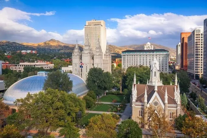 Framed Print : Salt Lake City, Utah, USA downtown cityscape over Temple Square Framed Print : Salt Lake City, Utah, USA downtown cityscape over Temple Square