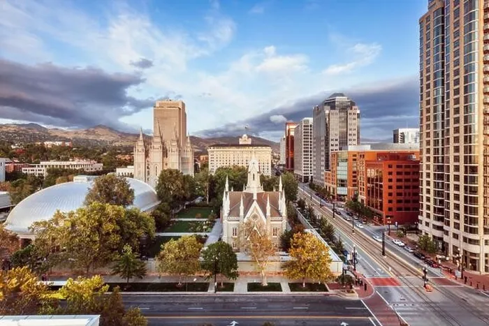 Framed Print : Salt Lake City, Utah, USA downtown cityscape over Temple Square at dusk Framed Print : Salt Lake City, Utah, USA downtown cityscape over Temple Square at dusk