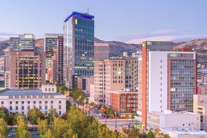 Framed Print : Salt Lake City, Utah, USA downtown financial district cityscape at twilight Framed Print : Salt Lake City, Utah, USA downtown financial district cityscape at twilight