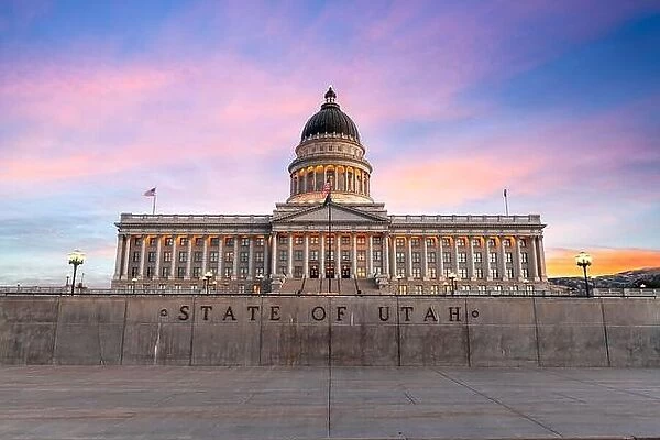Salt Lake, Utah, USA at the Utah State Capitol at twilight