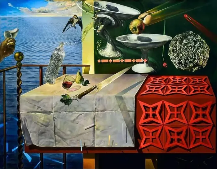 Framed Print : Salvador Dali Painting, 1956, Fast Moving Sill Life, Oil on Canvas Framed Print : Salvador Dali Painting, 1956, Fast Moving Sill Life, Oil on Canvas