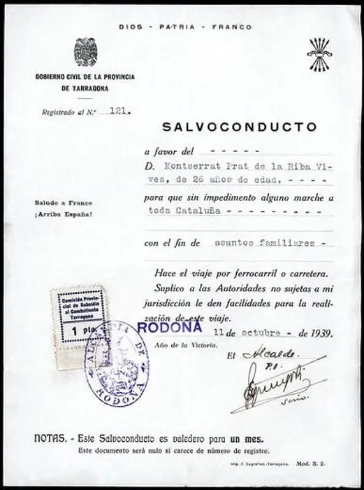 Framed Print : Salvoconducto del Gobierno Civil de Tarragona expedido en Rodonyà el 11 de octubre de 1939 Framed Print : Salvoconducto del Gobierno Civil de Tarragona expedido en Rodonyà el 11 de octubre de 1939