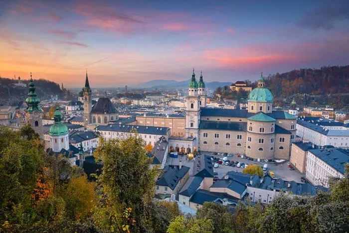 Framed Print : Salzburg, Austria. Cityscape image of the Salzburg, Austria with Salzburg Cathedral during autumn sunset Framed Print : Salzburg, Austria. Cityscape image of the Salzburg, Austria with Salzburg Cathedral during autumn sunset