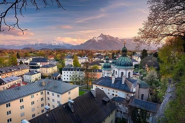 Salzburg, Austria.Cityscape image of the Salzburg, Austria during spring sunset