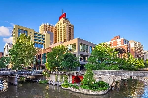 San Antonio, Texas, USA downtown skyline on the river walk