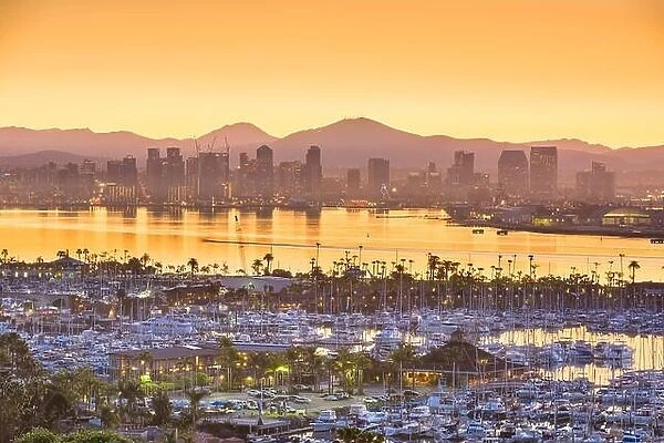 San Diego, California, USA cityscape over the bay