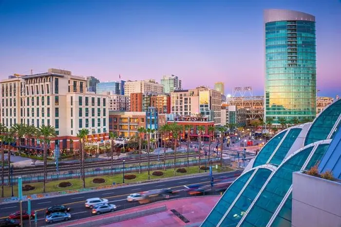 Framed Print : San Diego, California, USA cityscape in the Gaslamp Quarter at twilight Framed Print : San Diego, California, USA cityscape in the Gaslamp Quarter at twilight