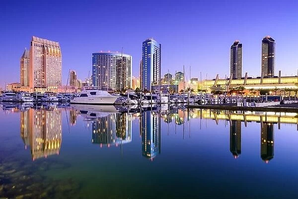 San Diego, California, USA skyline at the Embarcadero Marina
