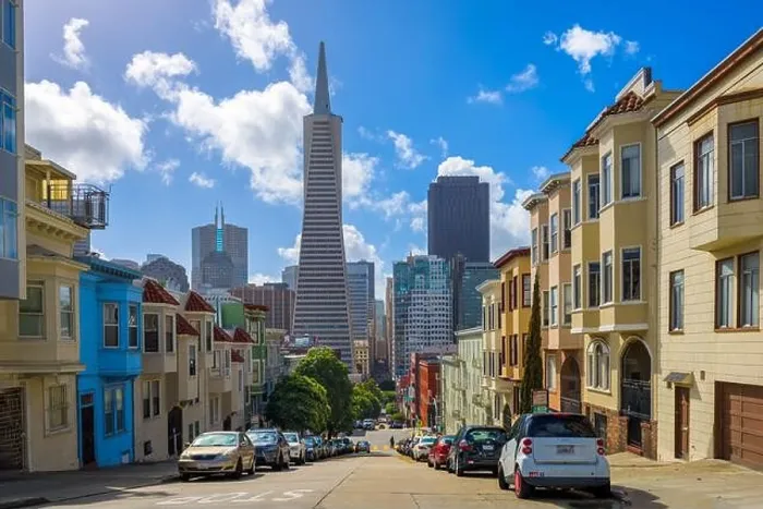 Framed Print : San Francisco, California, USA downtown cityscape and streets Framed Print : San Francisco, California, USA downtown cityscape and streets