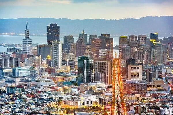 San Francisco, California, USA downtown skyline at dawn