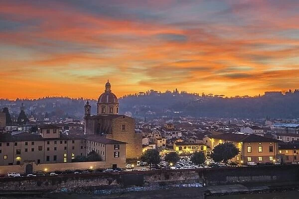 San Frediano in Cestello in Florence, Italy after sunset