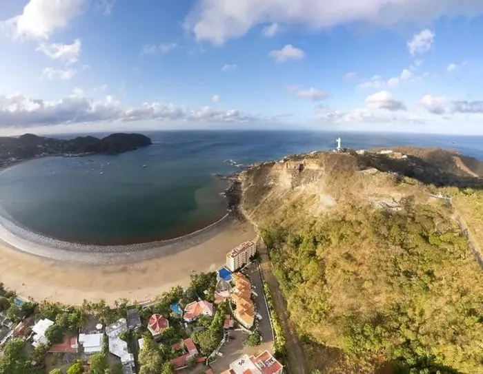 Framed Print : San Juan Del Sur bay aerial drone view on sunny sunrise light Framed Print : San Juan Del Sur bay aerial drone view on sunny sunrise light