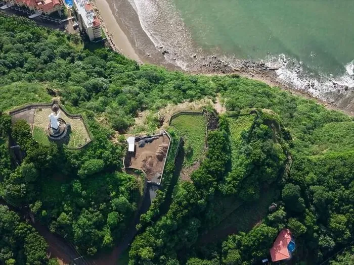 Framed Print : San Juan Del Sur christ statue above top drone view Framed Print : San Juan Del Sur christ statue above top drone view