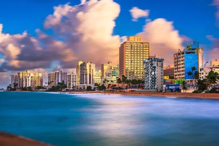 Framed Print : San Juan, Puerto Rico resort skyline on Condado Beach on dusk